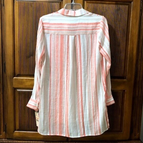 𝅺nanette Lepore Lightweight Tangerine Striped Top - Picture 3 of 6